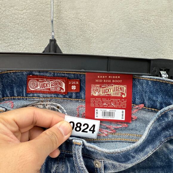 LUCKY BRAND LEGEND SERIES WOMEN'S 2/26R EASY RIDER MID RISE BOOT BLU EMBROIDERED - Picture 8 of 8